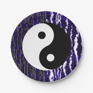 Yin Yang Blue Tranquillity Zen Energy Party Paper Plate