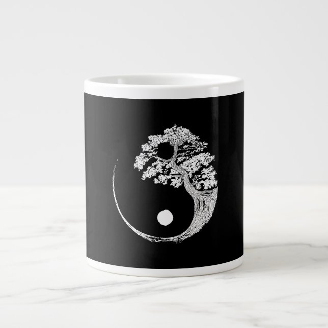 Yin Yang Bonsai Tree Japanese Buddhist Zen Large Coffee Mug (Front)