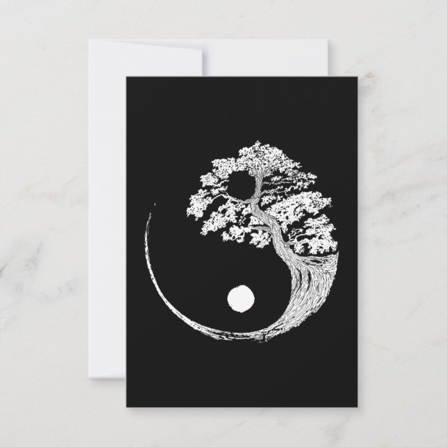 Yin Yang Bonsai Tree Japanese Buddhist Zen Thank You Card (Front)