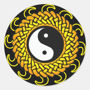 Yin Yang Braided Sun Classic Round Sticker