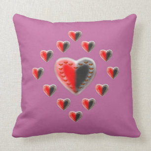 Yin Yang butterfly hearts pink Cushion