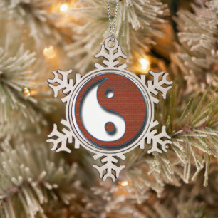 Yin Yang by Shirley Taylor Snowflake Pewter Christmas Ornament