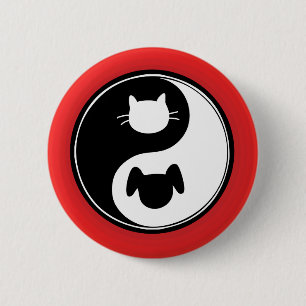 Yin Yang Cat Dog 6 Cm Round Badge
