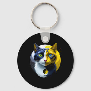 Yin Yang Cat Dual Yoga Spiritual Kitten Gift Mum K Key Ring