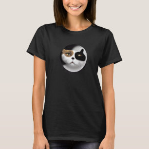 Yin Yang Cat Mask Balance Meditation Zen Cat Ying T-Shirt