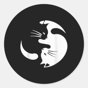 Yin Yang Cat Symbol Cute Black And White Cat Classic Round Sticker
