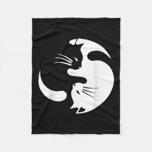 Yin Yang Cat Symbol Cute Black And White Cat Fleece Blanket