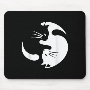 Yin Yang Cat Symbol Cute Black And White Cat Mouse Pad
