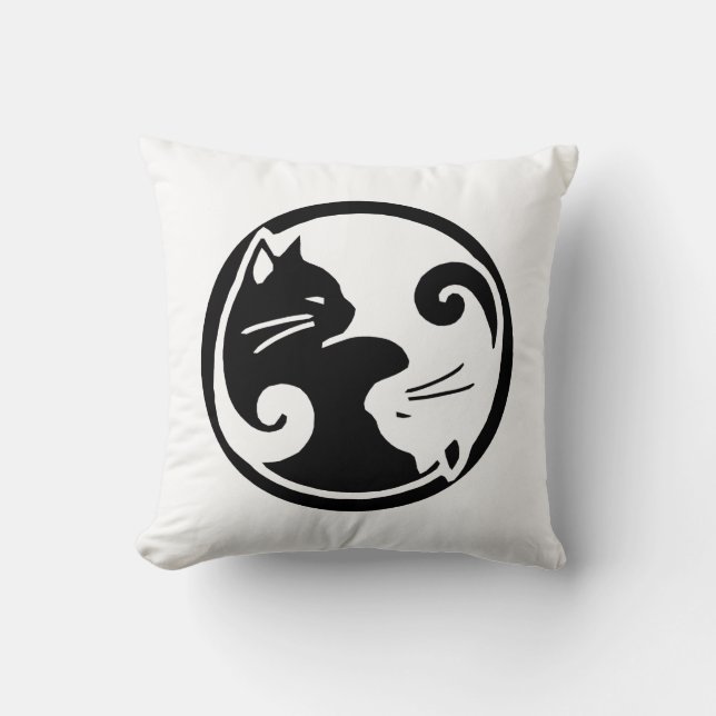Yin Yang Cats 16x16" Throw Pillow (Front)