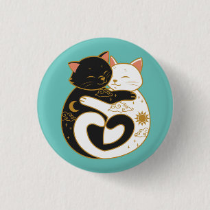 Yin Yang Cats 3 Cm Round Badge
