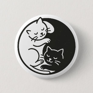 Yin Yang Cats 6 Cm Round Badge
