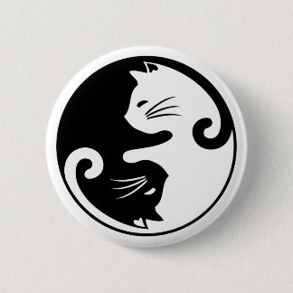 Yin yang cats 6 cm round badge