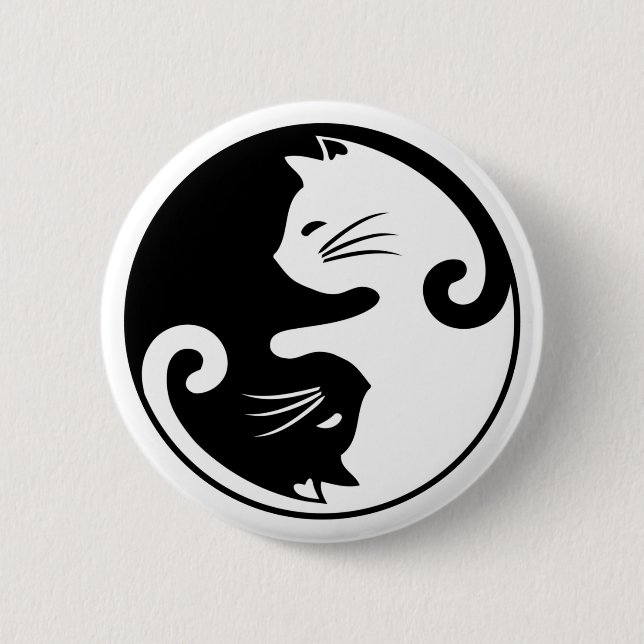 Yin yang cats 6 cm round badge (Front)