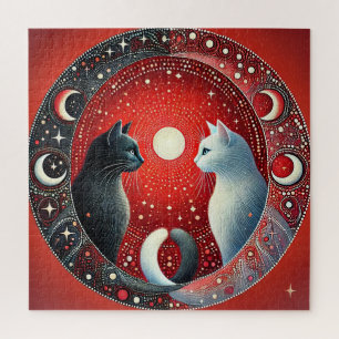 Yin Yang Cats Artistic Balance Harmony Scene 🐱 Jigsaw Puzzle