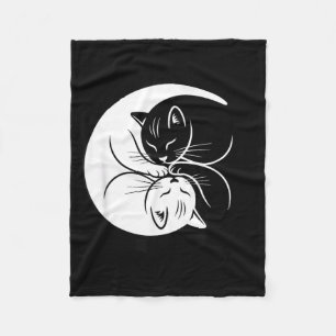 Yin Yang Cats Black And White Cute Cat Lover Zen Fleece Blanket