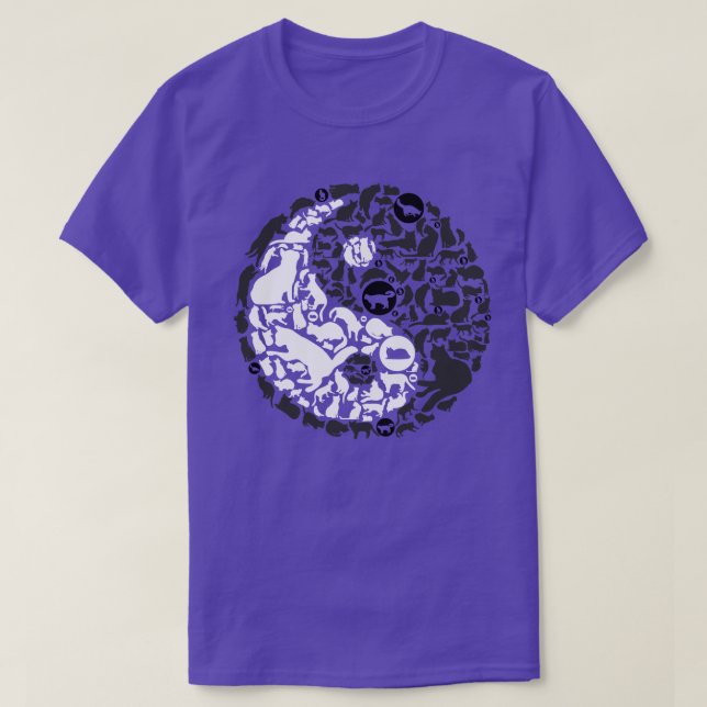Yin Yang Cats, black, white, zen T-Shirt (Design Front)