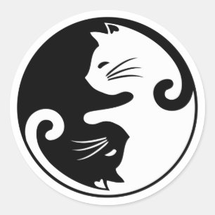 Yin yang cats classic round sticker
