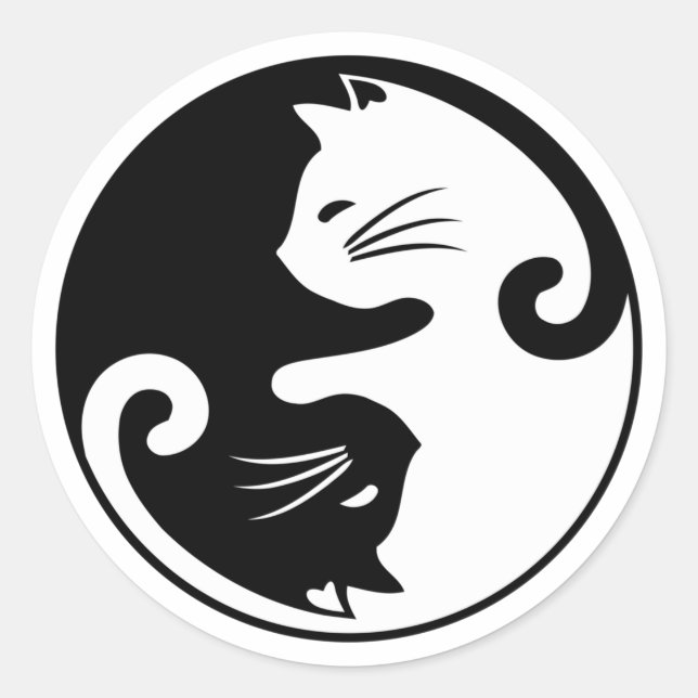 Yin yang cats classic round sticker (Front)