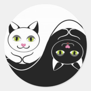 Yin Yang Cats Classic Round Sticker