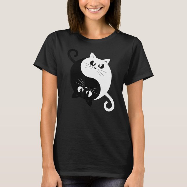 Yin Yang Cats Funny Cute Kittens Ying Yang T-Shirt (Front)