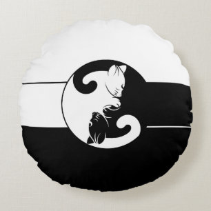 Yin yang cats round cushion