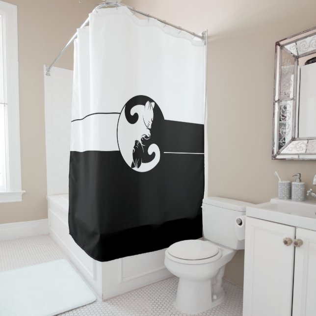 Yin yang cats shower curtain (In Situ)