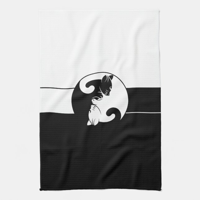 Yin yang cats tea towel (Vertical)