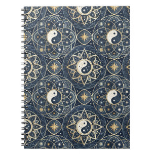 Yin Yang Celestial Harmony Mandala Design Pattern Notebook