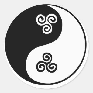 Yin Yang Celtic Tri Spiral Classic Round Sticker