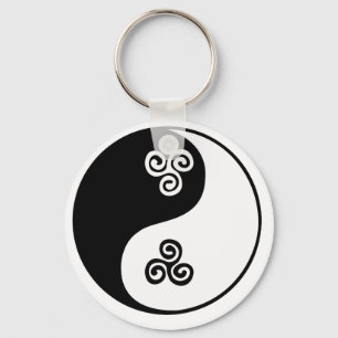 Yin Yang Celtic Tri Spiral Key Ring