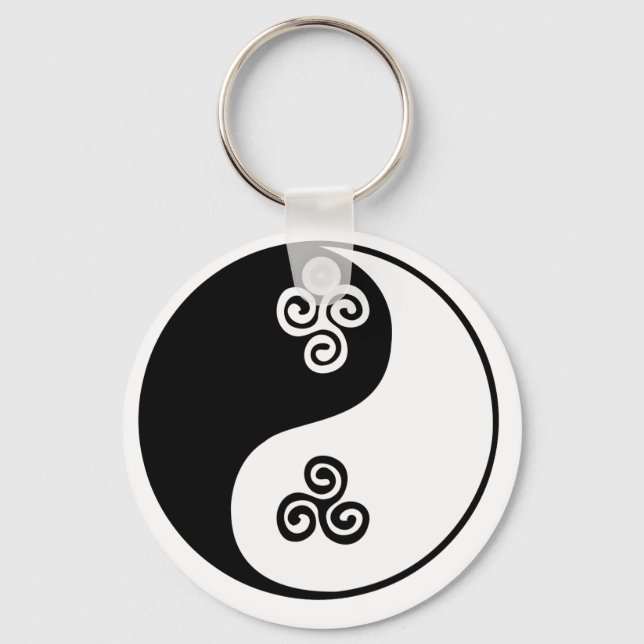 Yin Yang Celtic Tri Spiral Key Ring (Front)