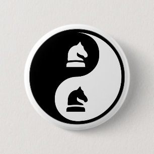 Yin Yang Chess 6 Cm Round Badge