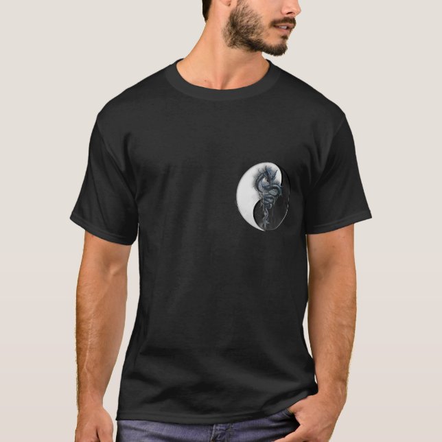 Yin Yang Chinese Dragon Basic T Shirt (Front)