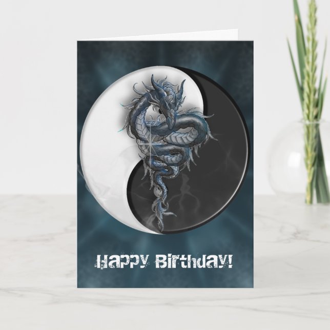 Yin Yang Chinese Dragon Customisable Greeting Card (Front)