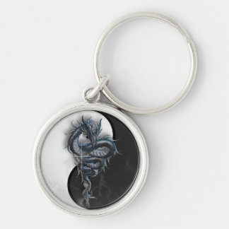 Yin Yang Chinese Dragon Round Key Ring