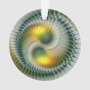 Yin Yang Christmas Colours Abstract Fractal Art Ornament