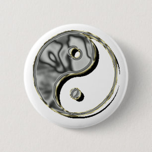 Yin Yang Chrome 6 Cm Round Badge