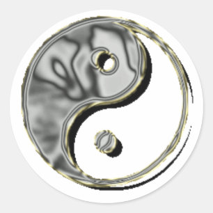 Yin Yang Chrome Classic Round Sticker