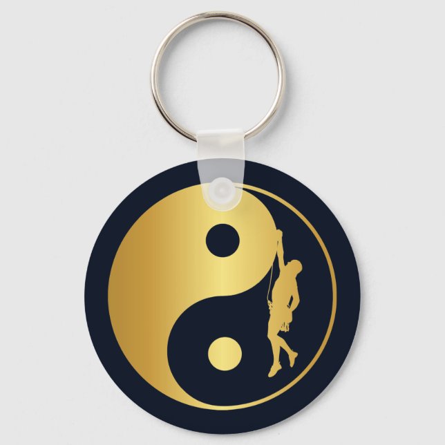Yin & Yang Climber (gold) Key Ring (Front)