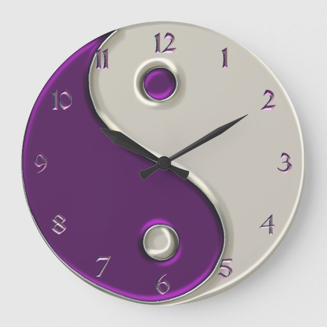 Yin Yang Clock in Purple and While (Front)