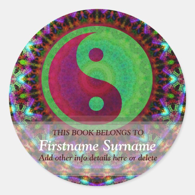 Yin Yang Colourama Bookplate Sticker (Front)