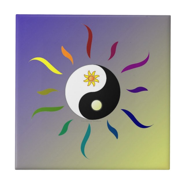 Yin Yang Colourful Sun Moon Tile (Front)