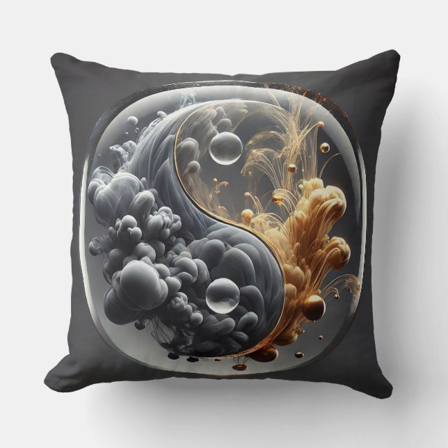 Yin Yang Concept with Fluid Patterns Cushion (Front)