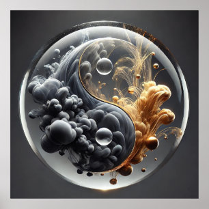 Yin Yang Concept with Fluid Patterns Poster