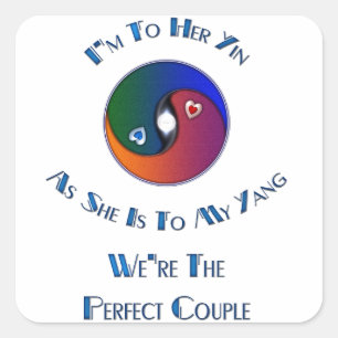 Yin Yang Couple Him To Her Verse Square Sticker