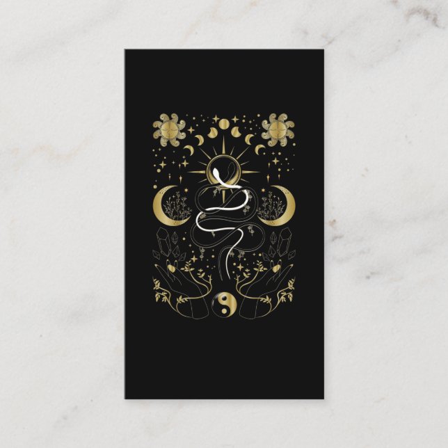 Yin Yang Crescent Moon Sun Celestial Snakes Business Card (Front)