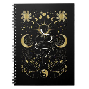 Yin Yang Crescent Moon Sun Celestial Snakes Notebook