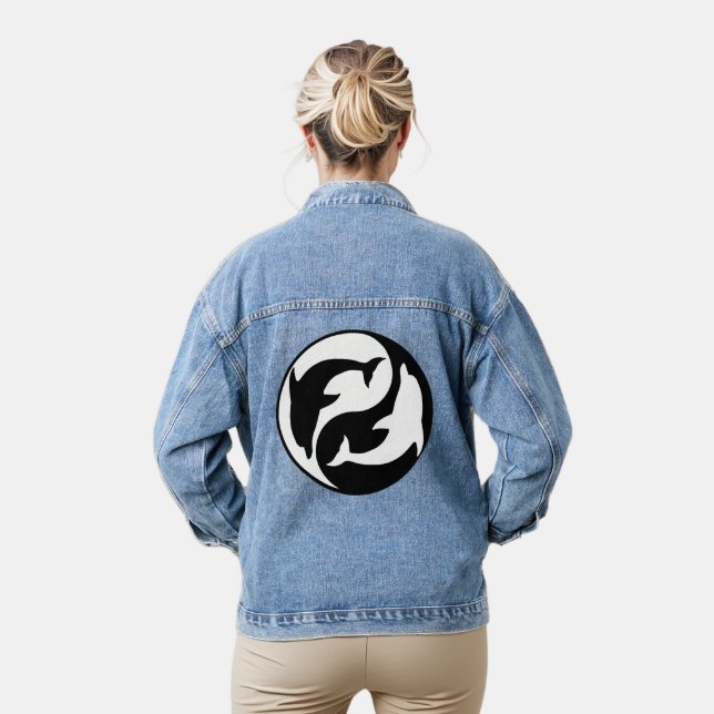 Yin Yang Dauphins Denim Jacket (Model)