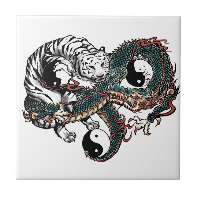 Yin Yang Design Ceramic Tile (Front)