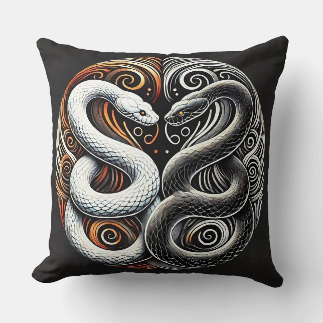 Yin Yang Design Featuring Two Snakes Cushion (Front)
